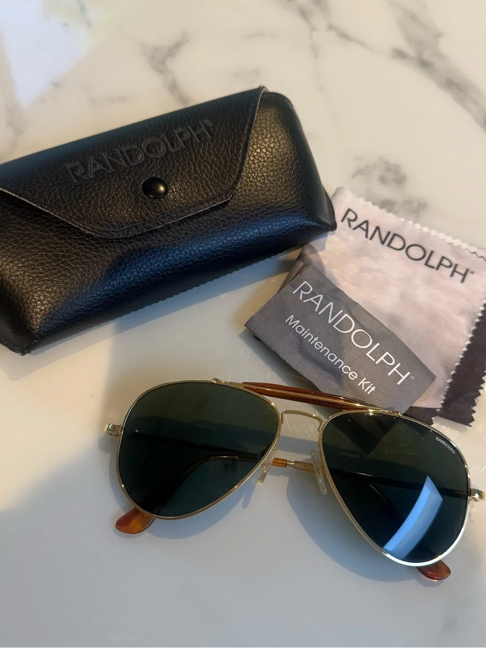 Randolph Sportsman Aviator Sunglasses 23k GP 140mm